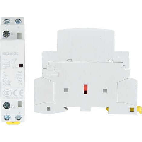 Contacteur secteur domestique 2P 20A 2NO 24V 220V/230V 50/60Hz pour montage sur rail DIN (1/5)