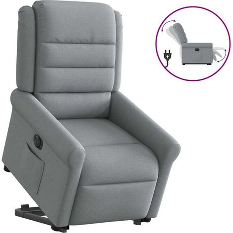 Fauteuil inclinable électrique en tissu gris clair (1/5)