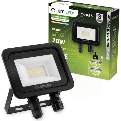 Proiettore LED ZUME 20W 2200lm 4000K IP65 Nero Serie Advanced Lighting LUMILED (1/5)