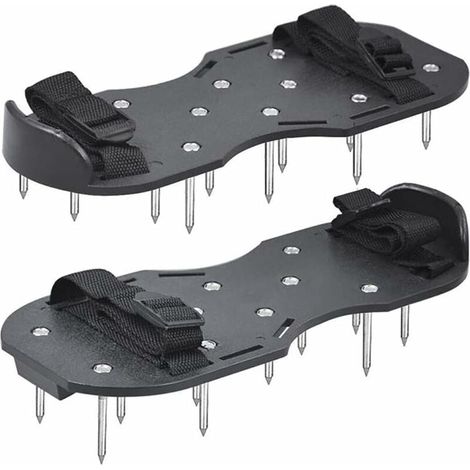 Sandales Aérateur de Pelouse - 26 Clous Acier - Sangles Réglables en Tissu Oxford - Taille Universelle - Pour Jardin Cour Patio - Lot de 2 (1/5)