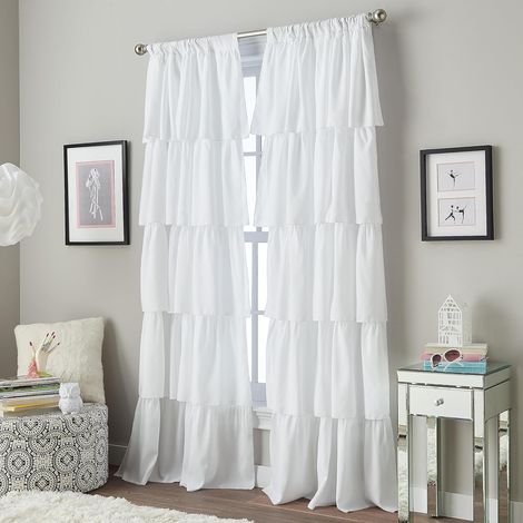 Rideaux blancs à plis, 244 cm (1/5)