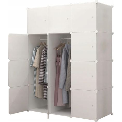 Modularer Kleiderschrank, Garderobe, Schrank, Regal, weißes Regal für Kleidung, geräumig, groß (1/5)