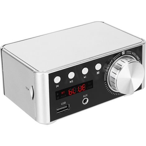 HiFi Bluetooth 5.0 Digitaler Audioverstärker mit Speicherkartenleser, 2 x 50 W Stereo, Silber (1/5)