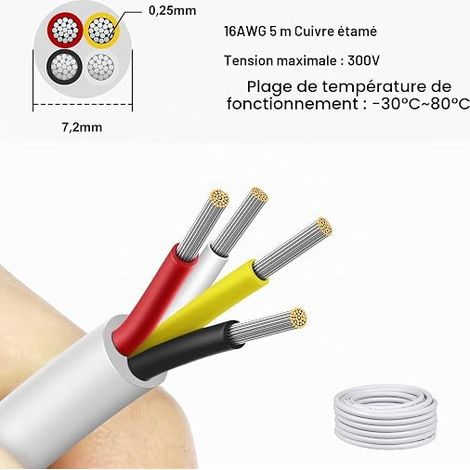 White Flexible Tinned Copper Wire Low Impedance Compatible 5V/12V/24V LED Power Supply (1/4)