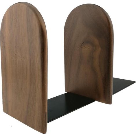Serre-livres de style japonais en bois de noyer noir pour Maison, bureau, bibliothèque, école, décoration et cadeau Petit (1/5)