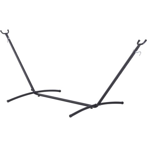 Outsunny – Support pied de hamac réglable en métal époxy anticorrosion – Charge max 120 kg – Dimensions 280x120x110 cm – Couleur noire