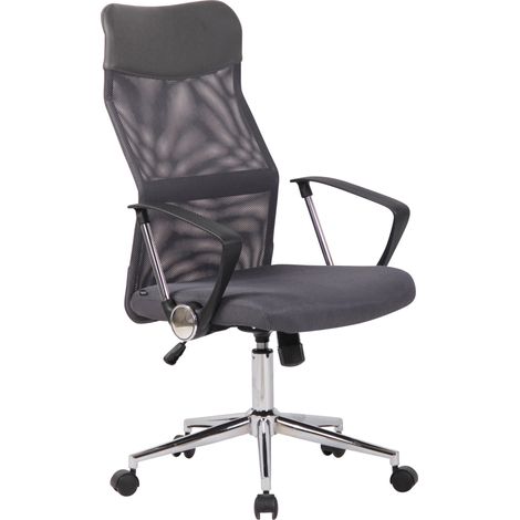 Silla de oficina con ruedas forma ergonómica regulable en altura giratoria malla gris BUR10587
