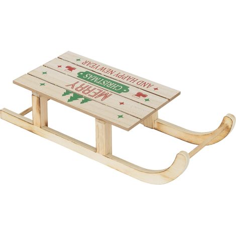 ECD Germany LED Deko Schlitten aus Holz mit warmweißen LEDs, 42 x 16 cm, Natur-Braun, batterriebetrieben, Beleuchteter Dekoschlitten mit Timer, Weihnachtsdeko Weihnachten Dekoration Deko Holzschlitten (1/5)