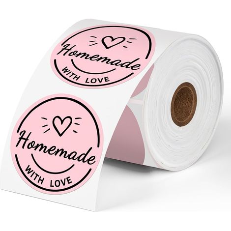 2" Round Pink Labels, 750 Labels, Compatible with MUNBYN (1/5)