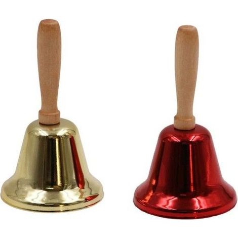 Cloche de table en laiton - Multifonctionnelle - 12 cm - Poignée en bois - Matière : métal et bois (1/5)