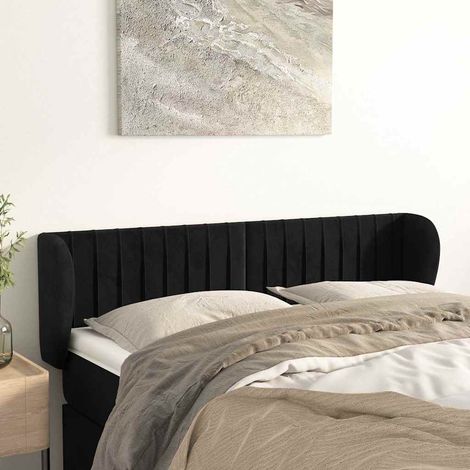 vidaXL Tête de lit avec oreilles Noir 147x23x78/88 cm Velours (1/5)
