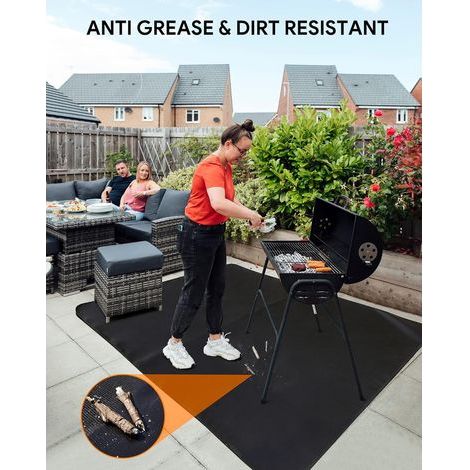 Tapis de barbecue résistant au feu 50'' x 36'' – Fibre de verre avec silicone ignifuge – Protection contre les braises et éclaboussures (1/5)