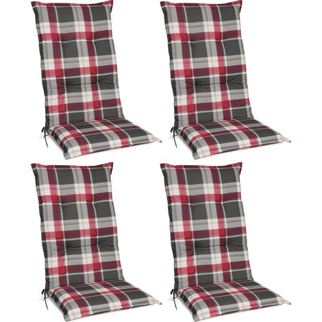 Beautissu Set di 4 Cuscini per Sdraio, poltrone e sedie da Giardino Sunny 120x50x6cm - Extra Comfort - Colori Resistenti ai Raggi UV Bordeaux