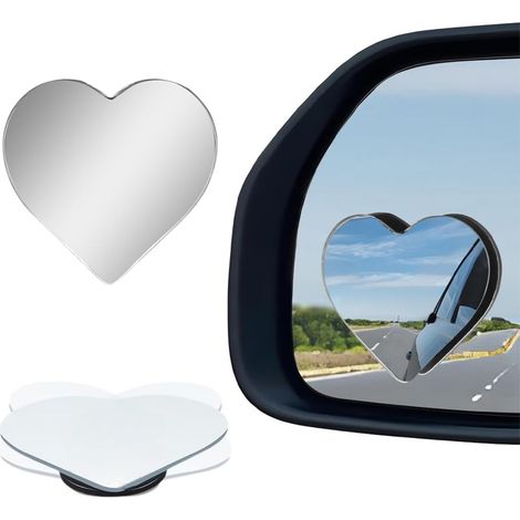 Rétroviseur Angle Mort - Convexe Large Vue - Forme Coeur - Verre Résistant Aux Rayures - Adhésif Renforcé - Universel Pour Voitures SUV Camions Fourgons - 2 Pièces (1/5)