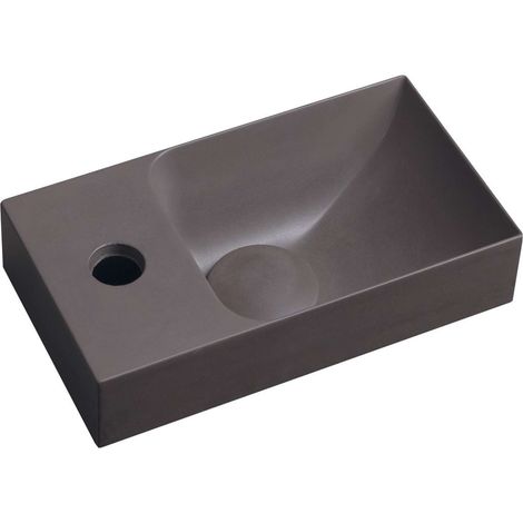 Sapho Small - Lave-mains 31x17 cm, sans trop-plein, trou de robinetterie à gauche, brun foncé PK30015 (1/5)