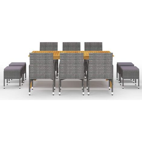 Maison Exclusive - Set Mobili da Pranzo per Giardino 11 pz Grigio (1/5)