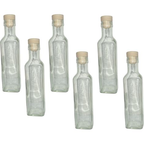 6 Bottiglie in vetro 250 ml con tappo per liquori limoncello decorazioni decoupage bomboniera bottigline olio sali minerali collezione