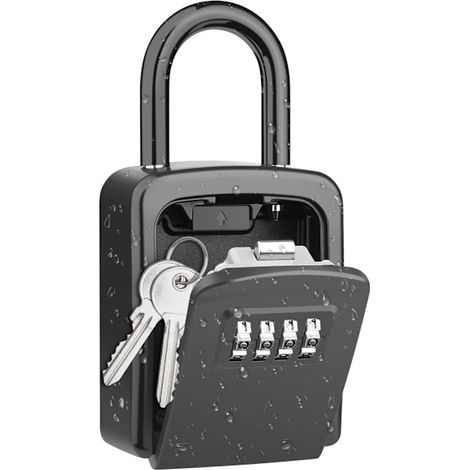 Armoire à clés, cadenas portable d'extérieur résistant aux intempéries avec anse amovible, boîte à clés à combinaison suspendue (1/5)