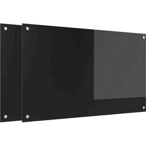 Salpicadero de cocina 2 pcs Negro 100 x 60 cm vidrio templado vidaXL