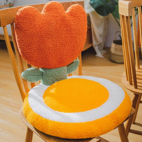 Coussin de chaise, coussin de dossier pour siège de bureau, coussin d'assise en forme de dessin animé, décoration intérieure, rouge tulipe, 40 x 40 x 35 cm / 15,7 x 15,7 x 13,8 pouces (1/4)