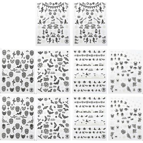10 Blatt Halloween-Nagelaufkleber für Halloween-Dekorationen