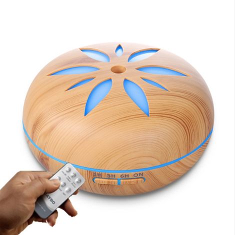 Diffuseur D'arômes - Humidificateur Ultrasonique 550 Ml - Lampe Led 7 Couleurs - Finition Bois Clair - 1 Pièce (1/5)