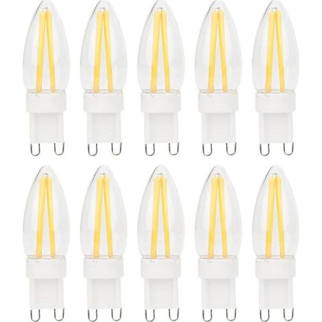 BelleRise - Lot de 10 ampoules LED G9 à filament long, dimmables, à deux broches, pour éclairage domestique et automobile, 3 W, 220 V CA (1/5)