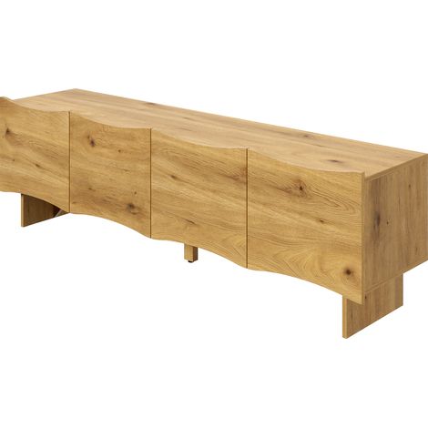 Mueble TV moderno de 155 cm con 4 puertas y acabado efecto madera (1/5)