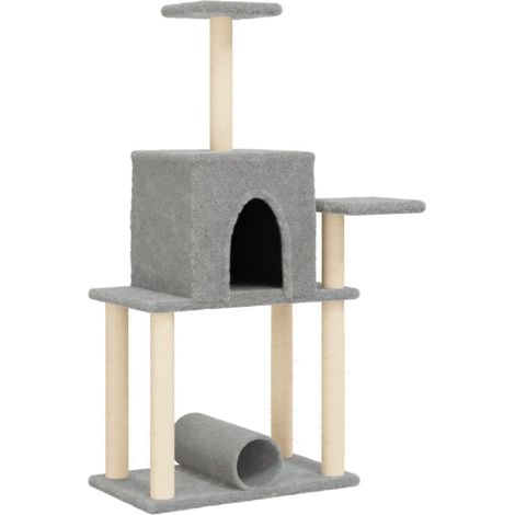 Tiragraffi per gatti Mobili per arrampicata su torre Tiragraffi piattaforma da arrampicata con tiragraffi in sisal leggero 122 cm grigio 020022556