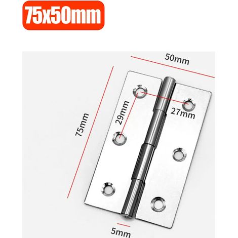 (75 x 50 mm - 2 pièces) Charnières en acier inoxydable pour portes de meubles, placards, fenêtres, boîtes en bois, charnières pliantes, quincaillerie pour tiroirs et placards - Outils (1/5)