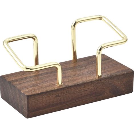 1 pièce - Support de carte d'affaires - Base en bois - Support en or - Convient pour les bureaux - Supports jusqu'à 100 cartes - (1/5)