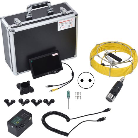 Endoscope tuyau eau 7 pouces, caméra inspection 2 lentilles étanche, vidéo canalisation 20m/65.6ft, prise EU 100-240V (1/5)