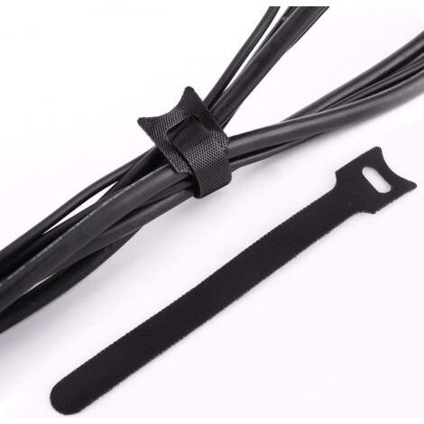 Attache Cable, Noir Réglable Réutilisable Serre Cable Auto-agrippant (100 Pièces 150 x 12 mm) (1/4)