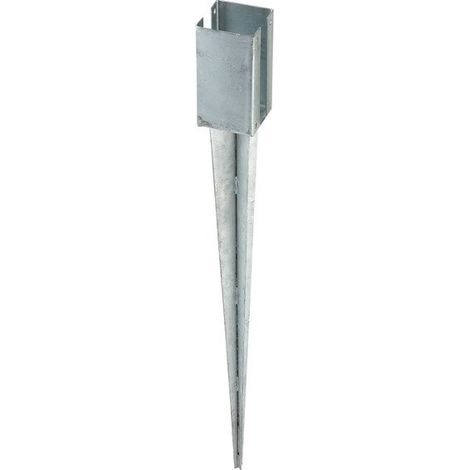 Support lame À Enfoncer Acier Galvanisé Gris, H.75 Cm X Section 70 X 70 Mm