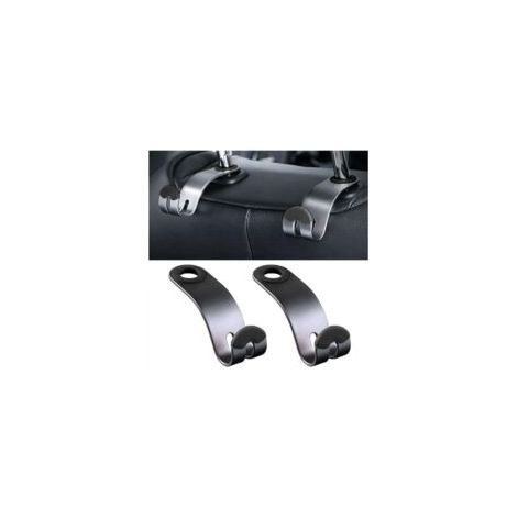 Dos ganchos para reposacabezas de coche, ganchos de almacenamiento resistentes, aptos para asientos traseros automáticos, ganchos multifuncionales (negros). - Crezuo (1/4)