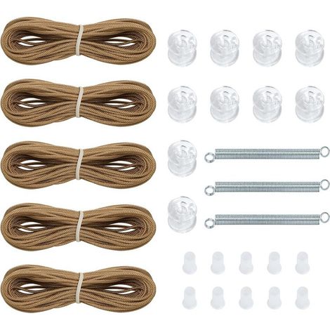 Kit de poulie à ressort pour cordon de store plissé marron, support de fixation pour store enrouleur et accessoires de fixation pour rideaux
