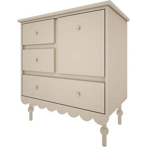 Commode 3 tiroirs 1 porte Wood Luck Babushka Olive (1/4)