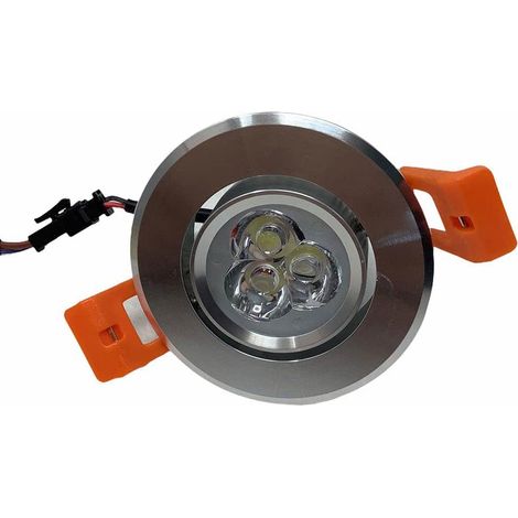 Faretto 3 led ad incasso 3 watt mini spot punto luce tondo luce bianca 6500k driver e bordo argento orientabile 30° (1/3)