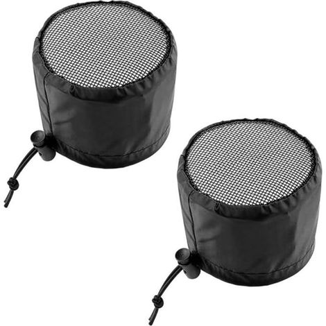 Set of 2 ventilation cover filters for grow tents, duct filter with elastic band and fastening loop, black mesh for exhaust fan (1/5)