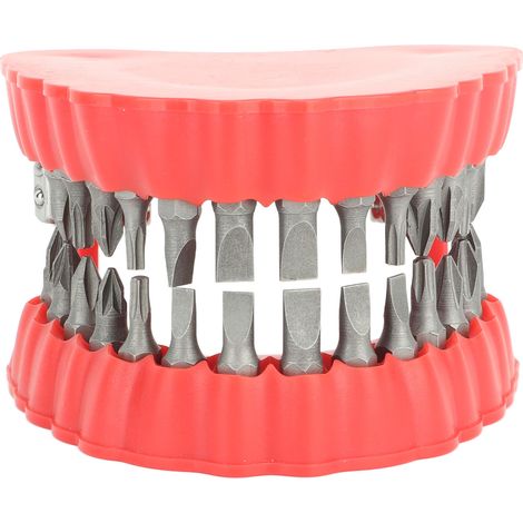 Porte-forets pour prothèses dentaires, organiseur de tournevis pour prothèses dentaires, sculpture 3D, décoration de bureau, 28 trous, rouge avec embouts (1/5)