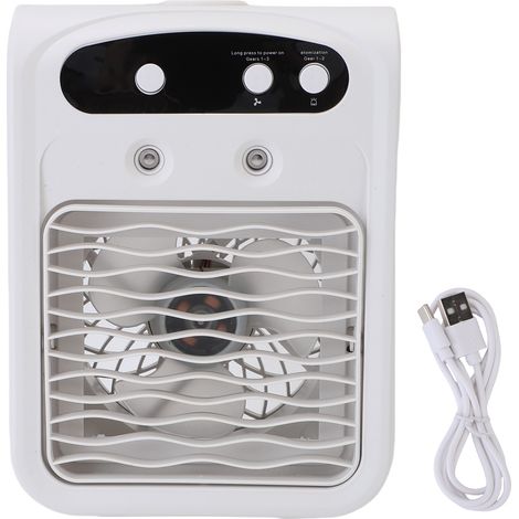 GARRYFIZH Climatiseur de bureau avec humidificateur, réservoir d'eau de 1000ml, refroidisseur de bureau silencieux, Rechargeable par USB, pour chambre à coucher et bureaux, blanc (1/5)