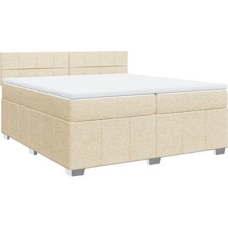 Maison Exclusive - Giroletto a Molle con Materasso Crema 200x200 cm in Tessuto