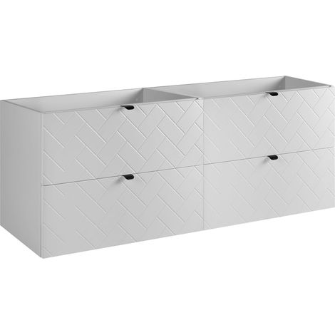 Mobile da bagno, Bianco Opaco, 160 x 57 x 46 cm, Maniglie Nere (1/5)