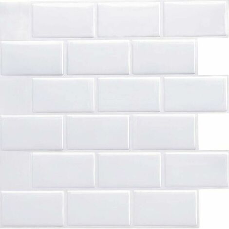Stickers muraux 3D autocollants – Lot de 4 feuilles 30,5 x 30,5 cm – Imperméables et résistants à l'huile – Pour crédence cuisine et salle de bain (1/5)