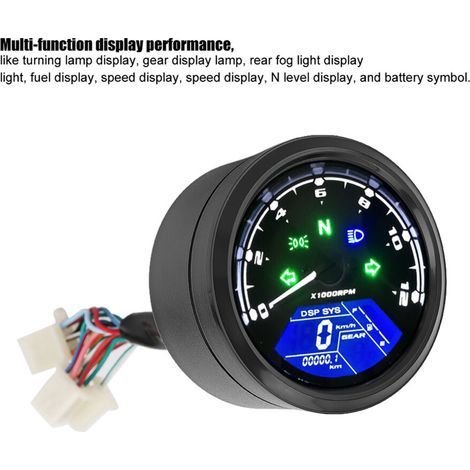 Adapté aux motos avec compteur de vitesse et odomètre numériques LCD, étanche et résistant aux chocs, 12 V (1/2)