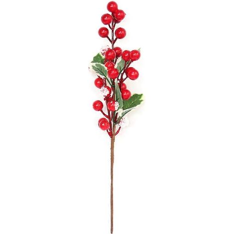 Künstliche rote Beerenstiele für Weihnachtsbaumkränze, Schneeflockenbeeren-Dekorationen