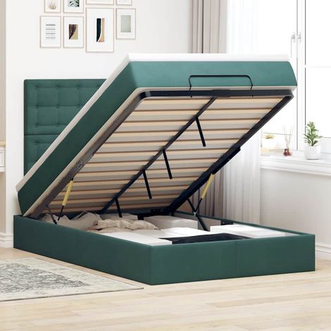 Ottoman-Bett mit Matratzen & LEDs Dunkelgrün 120x200 cm Samt vidaXL (1/5)