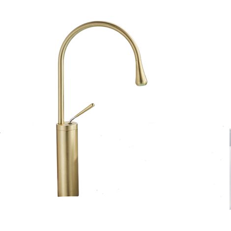 Robinet de salle de bain, robinet de lavabo en or brossé, eau chaude et froide disponible, style haut de gamme (1/5)