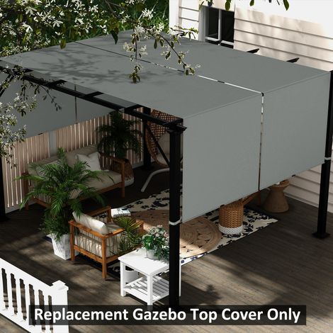 Set di 2 teli di ricambio retrattili per pergola, 4,9 x 1,2 m, per pergola 3 x 3 m, in poliestere con protezione UV, grigio scuro.