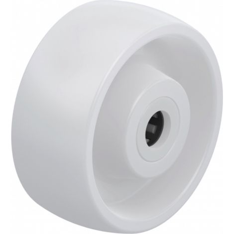Roue polyamide blanc diamètre 65 x 30 alésage 12 longueur de moyeu 40 mm (1/2)